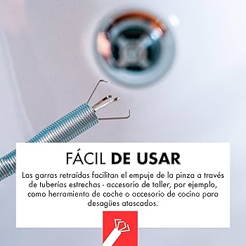 Pinza destapador de tuberías. Destapa lavamanos, duchas y fregaderos en segundos